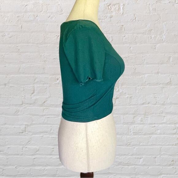 Tilly’s Forest Green Ribbed Crop Top Small Soft Coquette Y2K Fall - Picture 3 of 10